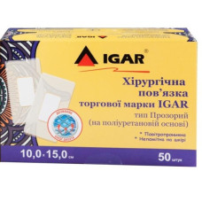Пластир 15×10 Хірургічна пов’язка Прозора (на поліуретановій основі) 15,0 × 10,0 см IGAR (466440)